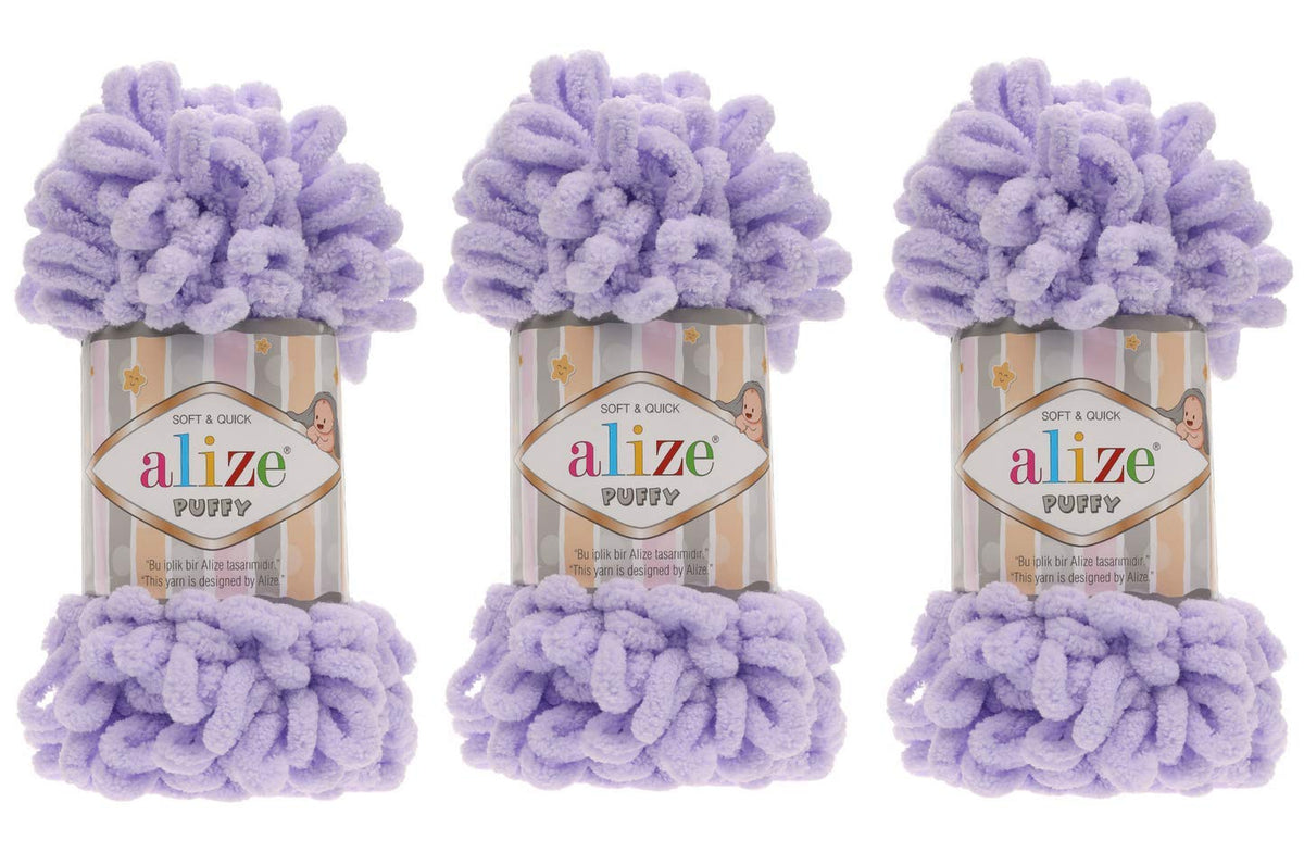 Alize Puffy Baby Blanket Yarn Lot of 3skn 300gr 30yds 100% Micropolyester Soft Yarn Hand Knitting Yarn Super Chunky Bulky Woven Worested Yarn (146)