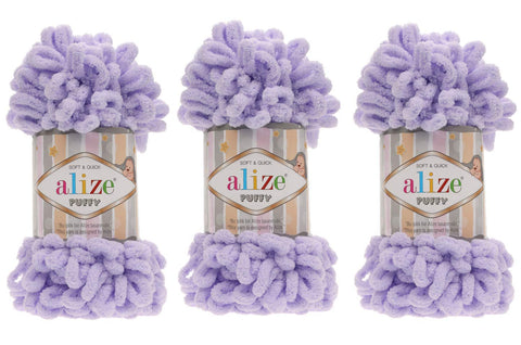 Alize Puffy Baby Blanket Yarn Lot of 3skn 300gr 30yds 100% Micropolyester Soft Yarn Hand Knitting Yarn Super Chunky Bulky Woven Worested Yarn (146)