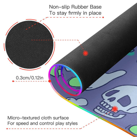 Halloween Skull Wireless Charging Mouse Pad for Mobile Phone Extra Large Gaming Mousepad with 13 Lighting Modes Mouse Mat for MacBook PC Laptop Desk Office Home Gaming