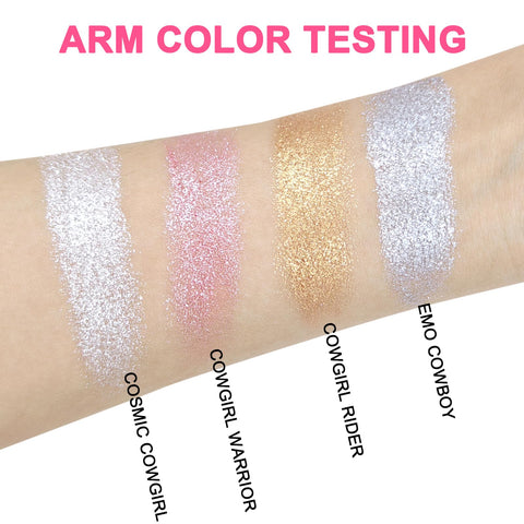 Jutqut 4 Colors Highlight Eyeshadow Palette, Shimmer Glitter Eyeshadow Palette, Cruelty-Free and Vegan Formula, Korean Eye Glitter Sparkle Shimmery Eyeshadow for Professional Makeup Kit