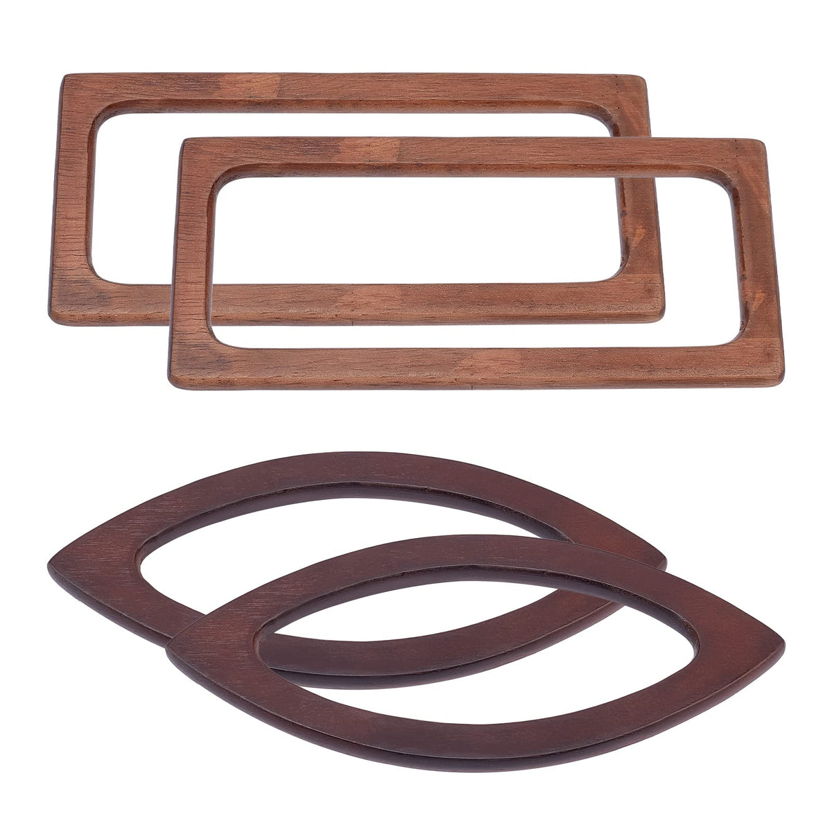 CHGCRAFT 4Pcs Oval Rectangle Wooden Bag Handle Replacement Handle Purse Handmade Bag Handles for Handbag Crafting