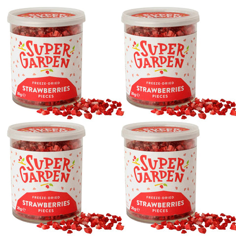 Super Garden Freeze Dried Strawberries 4 Pack | Crunchy Flavorful Pieces for Cereal, Yogurt, & Baking | Freeze Dried Fruit Strawberry No Sugar Added | Freeze Dried Berries - Healthy Snack for Kids and Adults | 4x1.13 oz