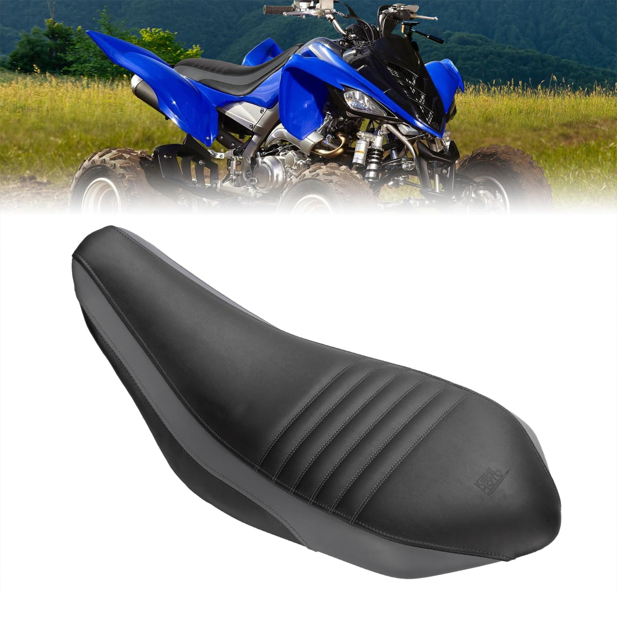 KEMIMOTO Leather Seat Cover for ATV Compatible with 2006-2023 Raptor 700 700r Anti-Resistant Seat Cover Anti-Slip Replacement for OEM Number 1PE-F4731-21-00, 1PE-F4731-22-00 Leather ATV Seat Cover