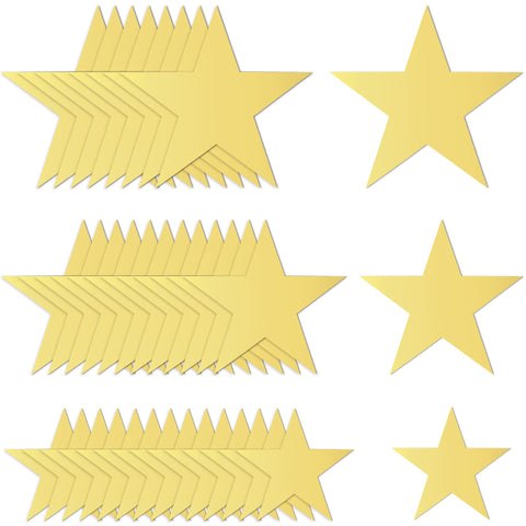120 PCS Glitter Gold Five Star Cutouts Paper Star Cutouts Star Cutouts for Bulletin Board Stars Classroom Wall Party Decoration Supply 3 Sizes 3.1inch 4.7inch 6.2inch