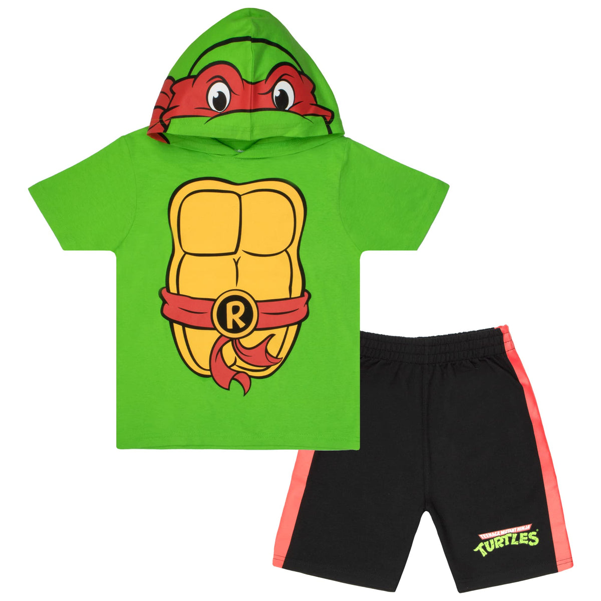 Nickelodeon Teenage Mutant Ninja Turtles Boys Character Costume 2-Piece Set, Short Sleeve Hoodie Tshirt & Shorts 2-Pack Bundle Set for Toddlers (Red, Size 5/6)