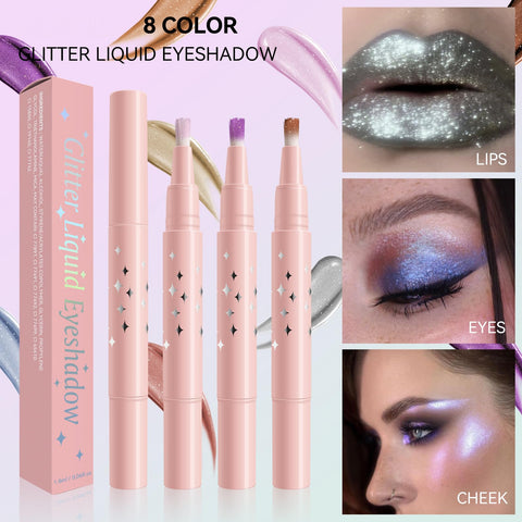 Easilydays Dark Purple Glitter Liquid Eyeshadow, Sparkle Lavender Violet Eye Shadow High Pigment Intense Monochrome Dark Smokey Eyeshadow, Long Lasting Waterproof Rotating Eyeshadow, 05 Violet