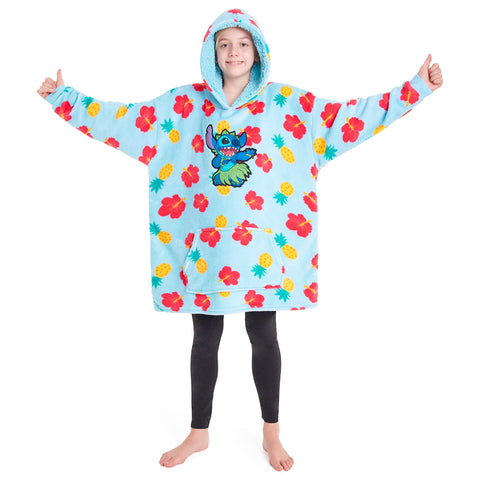 Disney Hoodies for Teenager, Oversized Hoodie Blanket, Minnie Mickey Stitch Gifts (Light Blue Tropical)