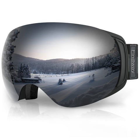 Findway Ski Goggles,Snowboard Goggles for Men Womens Ladies Over Glasses OTG, Magnetic Interchangeable Spherical Lens,Anti-fog 100% UV Protection, Anti-glare Goggles for Skiing Snowboarding