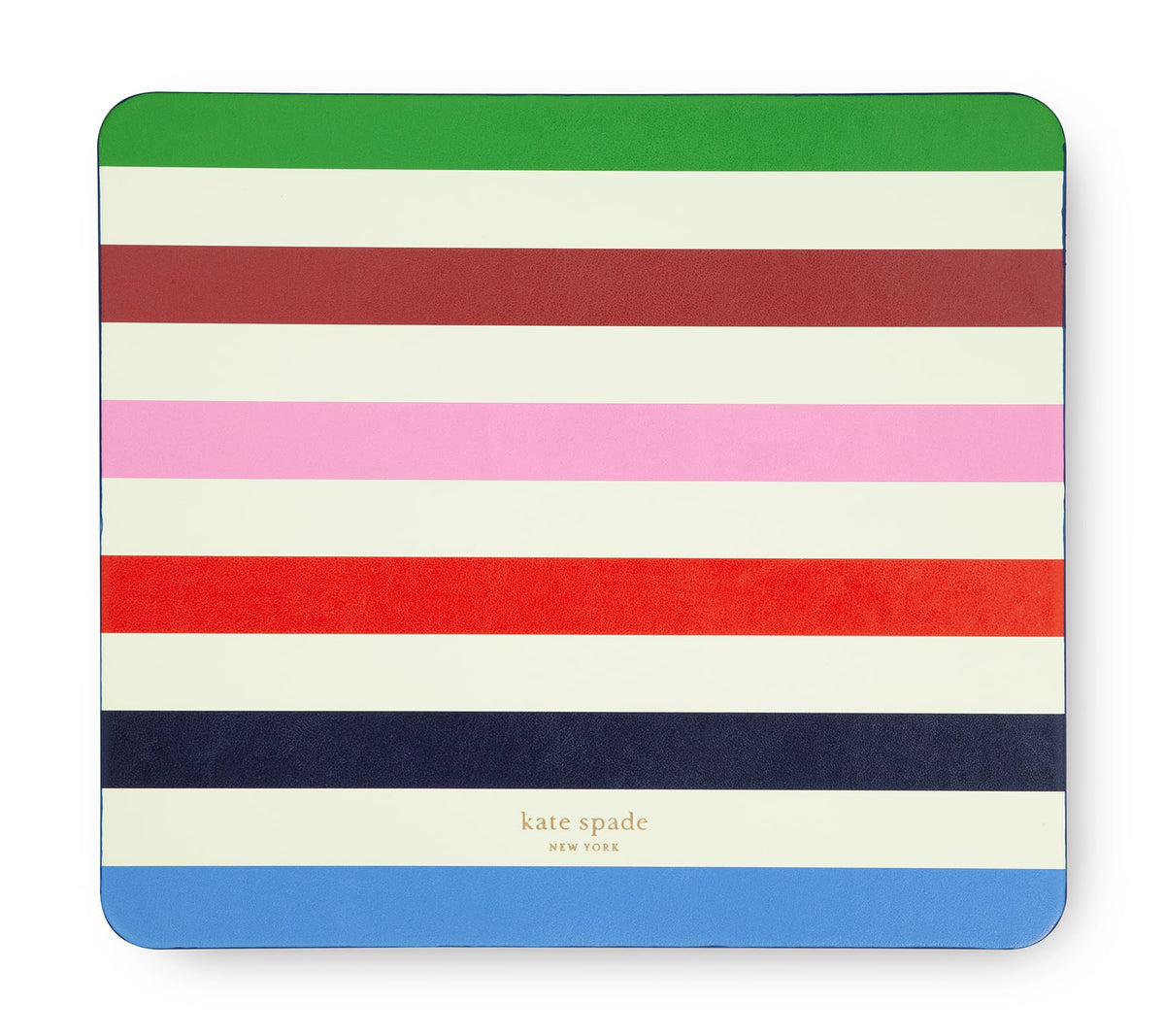 Kate Spade New York Leatherette Mouse Pad, 9" x 8" Mouse Mat with Non-Slip Back, Cute Mouse Pad for Office Desk (Adventure Stripe)