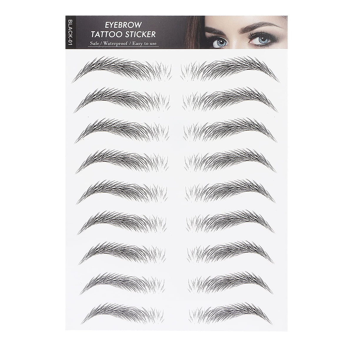 Eyebrow Sticker, Long Lasting Eyebrow Transfers Sticker Household Portable Women Eyebrow Tattoo Sticker Temporary Brow Tattoo Peel Off Grooming Shaping Eyebrow Sticker for Women and Girls(BLACK-01)