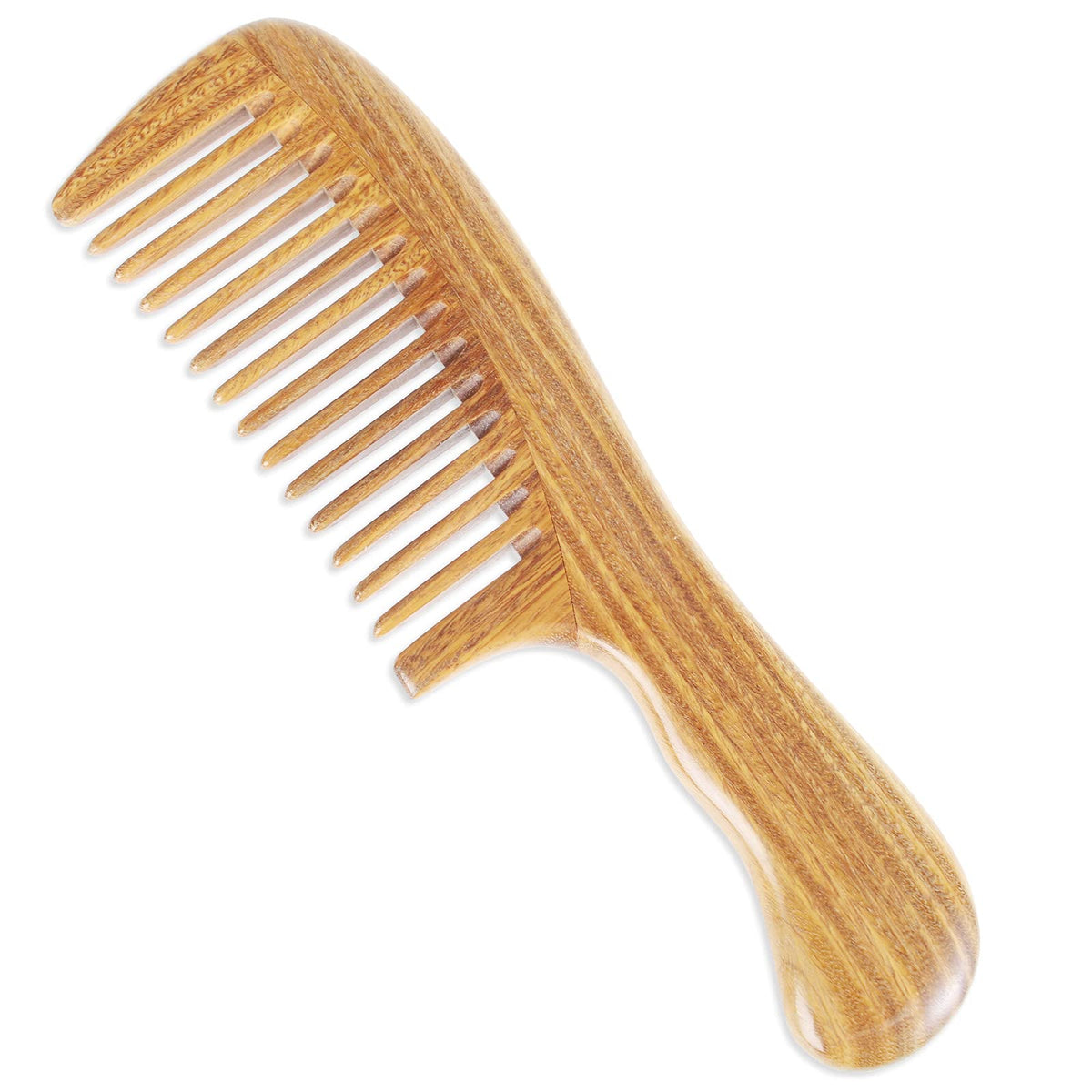 Onedor Handmade 100% Natural Green Sandalwood Hair Combs - Anti-Static Sandalwood Scent Natural Hair Detangler Wooden Comb (Wide Tooth)