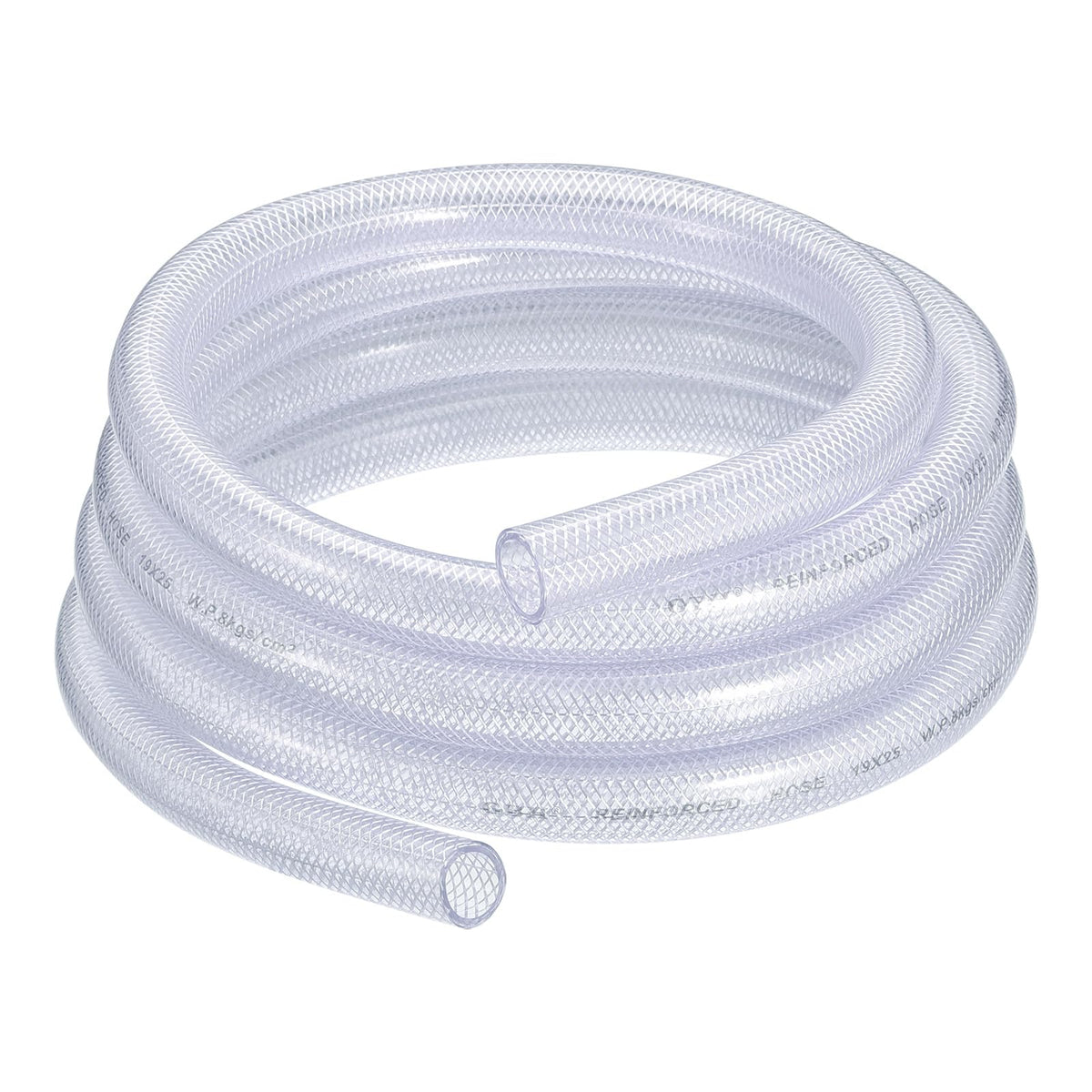 sourcing map 3/4" ID x 1" OD 10 Ft PVC Tube Braided Reinforced Tubing Flexible Hose Pipe Clear Vinyl Tubing High Pressure Flexible Plastic Tube