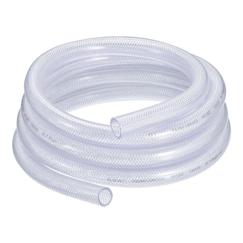 sourcing map 3/4" ID x 1" OD 10 Ft PVC Tube Braided Reinforced Tubing Flexible Hose Pipe Clear Vinyl Tubing High Pressure Flexible Plastic Tube