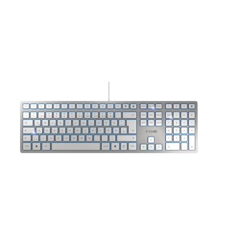CHERRY KC 6000 SLIM, ultra-flat design keyboard, German layout (QWERTZ), wired (USB-A connection), quiet, durable key labelling, silver