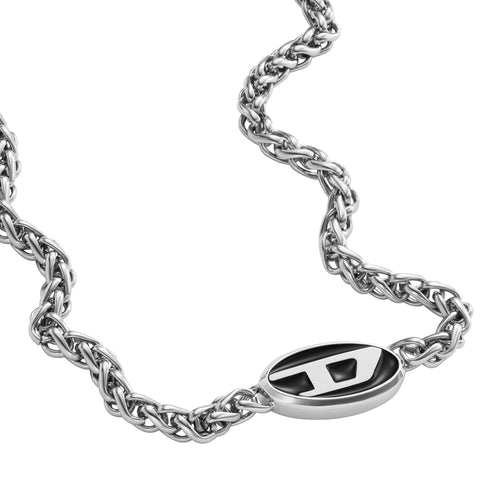Diesel Men's Logo Silver Stainless Steel Chain Necklace (Model: DX1470040)
