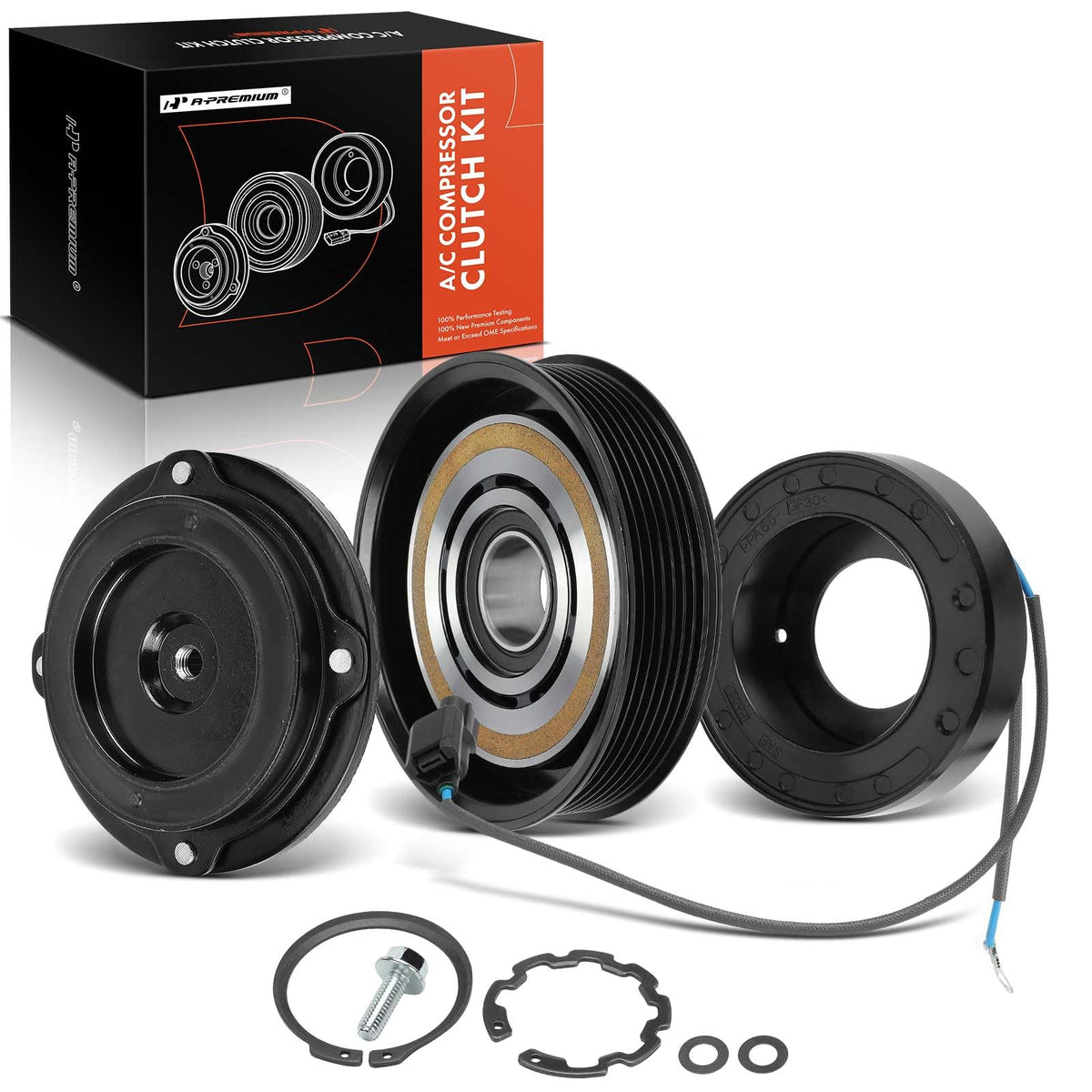 A-Premium Air Conditioner AC Compressor Clutch Kit Compatible with Honda Accord 2008-2012, Crosstour 2012-2015, 2.4L