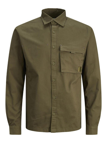 JACK & JONES Men's Jcodust Shirt Ls Sn Casual, Olive Night, L
