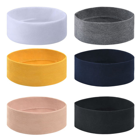 URAQT Sports Headband, 6 Pieces Elastic Head Bands Hairband Yoga Cotton Headbands, Unisex Fitness Exercise Headwear Non-Slip Sweatband for Men and Women, Sports, Workout, Running, Cycling and Yoga