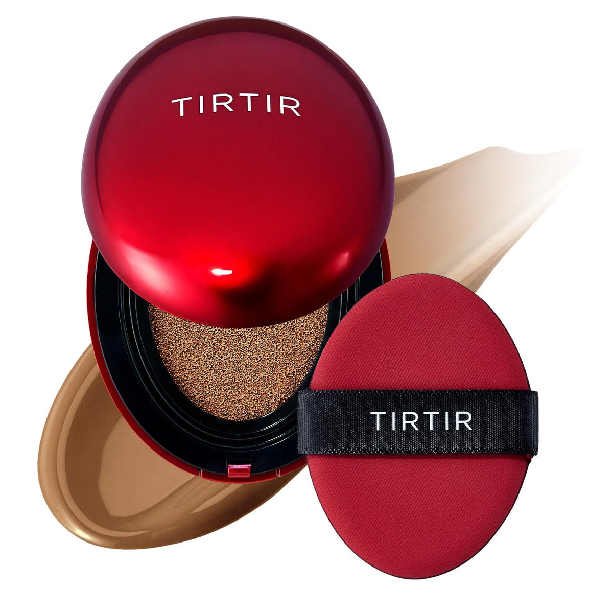 TIRTIR Mask Fit Red Cushion Foundation | Full coverage, Weighless, Skin fit, Satin Glow Finish, Korean cushion foundation (#43N Deep Cocoa, 0.63 Fl Oz (Pack of 1))