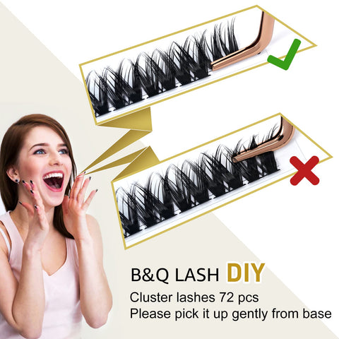 Lash Clusters C Curl 10-16MIX DIY Lash Extensions 72 Clusters Lashes C D Curl B&Q LASH Wispy Volume Lashes Eyelash Clusters Extensions Individual Lashes Cluster DIY at Home (B17,C-10-16MIX)