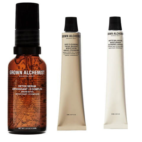 Grown Alchemist Detox Essentials Skincare Kit - Skincare Set Gift Exclusive - Detox Niacinamide Serum for Face 30 ml, Moisturising and Hydrating Matte Moisturiser 12 ml, Deep Cleansing Face Mask 20 ml