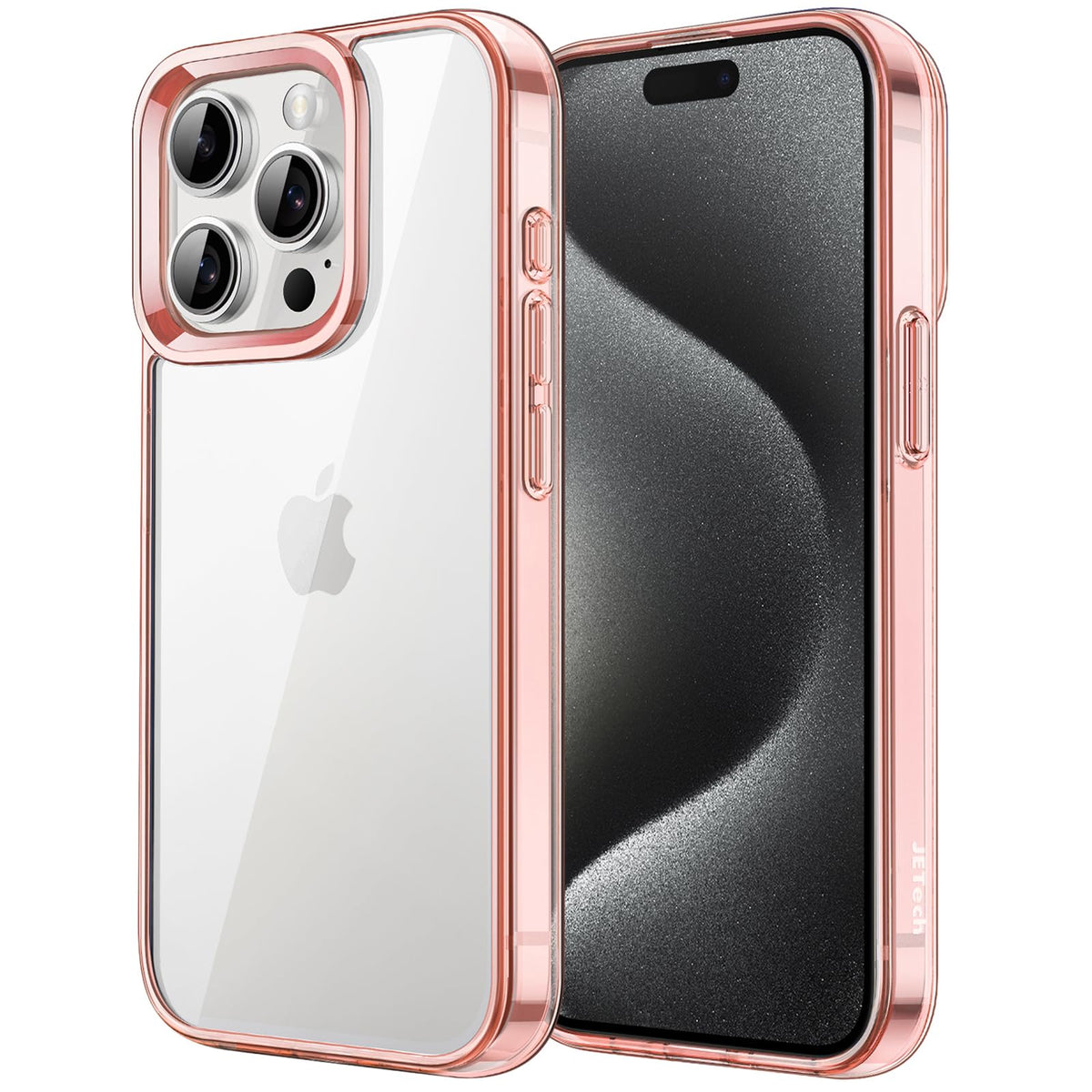 JETech Case for iPhone 15 Pro 6.1-Inch, Non-Yellowing Shockproof Phone Bumper Cover, Anti-Scratch Clear Back (Rose Gold)