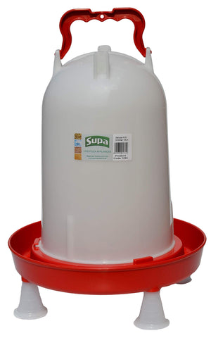 Supa Deluxe Heavy Duty Poultry Water Drinker, 12 Litre Premium Quality Drinker, Red and White, Made In The UK
