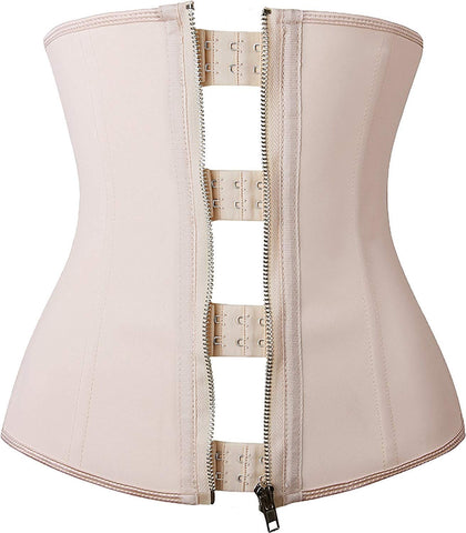 YIANNA Waist Trainer Women Body Shaper Tummy Control Corset Shapewear Latex Underbust for Weight Loss Cincher Zipper Beige 2219 S