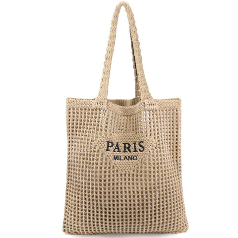hatisan Crochet Bags for Women Large Tote Bag Aesthetic Handbag Shoulder Bag Hippie Bag Knit Bag(P-Light Khaki)