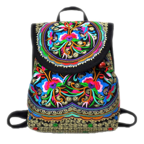 Vintage Embroidered for Women Backpack Ethnic Travel Handbag Shoulder Bag Money tree backpack for girl