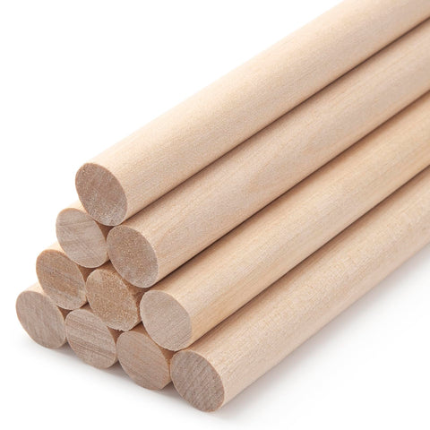 Wood Dowels Wooden Dowel Rods for Crafts, 10PCS 5/8 x 12" Round Macrame Wooden Sticks for Crafting, Unfinished Hardwood Sticks for Arts and DIYers, Tiered Cake Support and Wedding Ribbon Wands