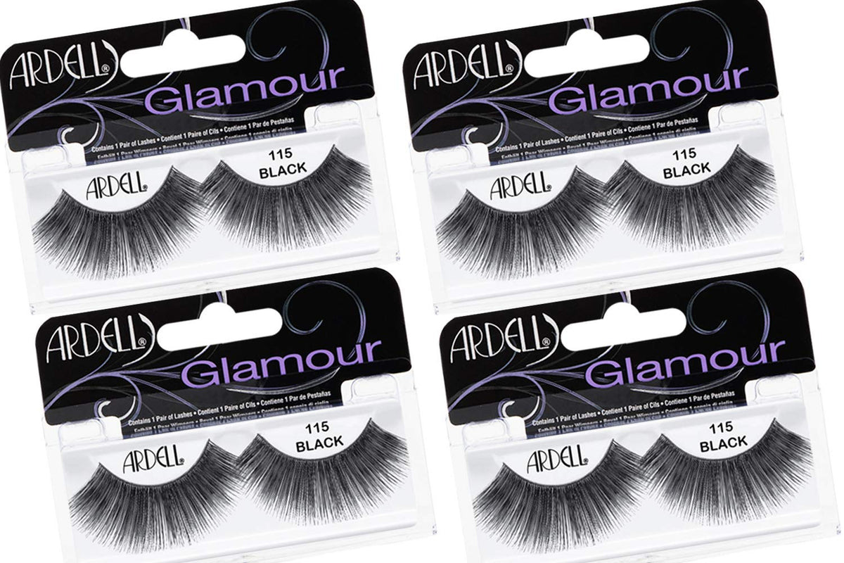 Ardell False Eyelashes Glamour Strip Lashes 115 Black 4 Pack