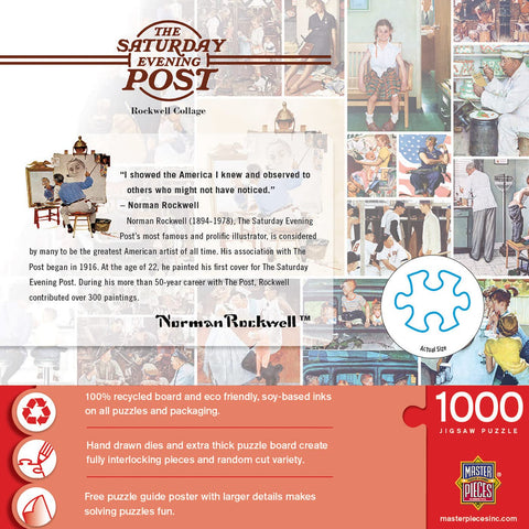 Masterpieces 1000 Piece Jigsaw Puzzle for Adults, Family, Or Kids - Rockwell Collage - 19.25"x26.75"