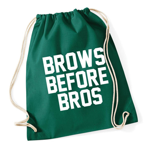 HippoWarehouse Brows before Bros Drawstring Cotton School Gym Kid Bag Sack 37cm x 46cm, 12 litres