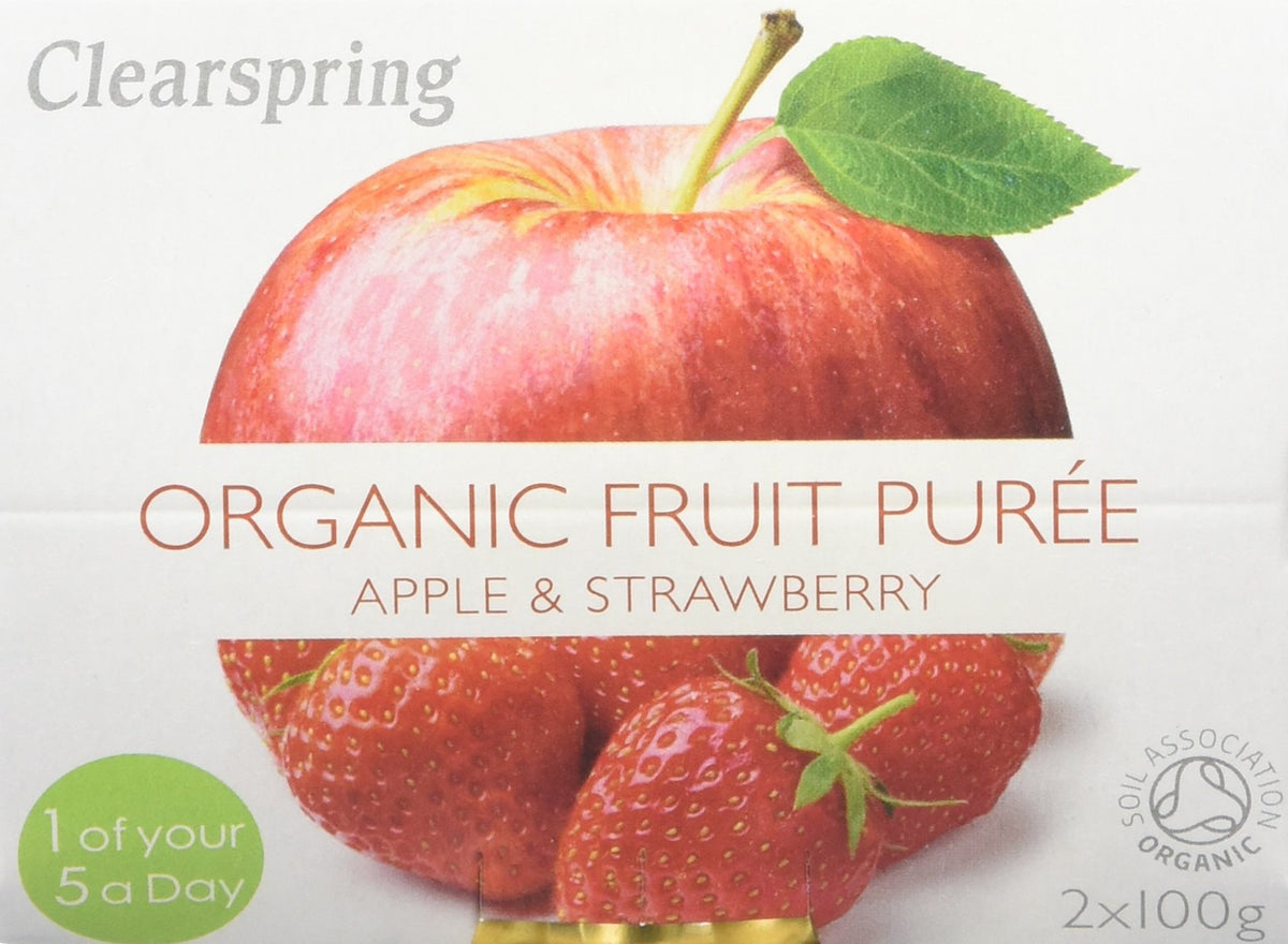 Clearspring Organic Apple and Strawberry Fruit Puree 2x100 g (Pack of 12)