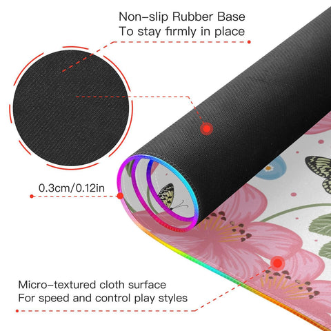 Beautiful Butterfly Wireless Charging Mouse Pad for Mobile Phone Extra Large Gaming Mousepad with 13 Lighting Modes Keyboard Mat for Gaming MacBook PC Laptop Desk Home Office