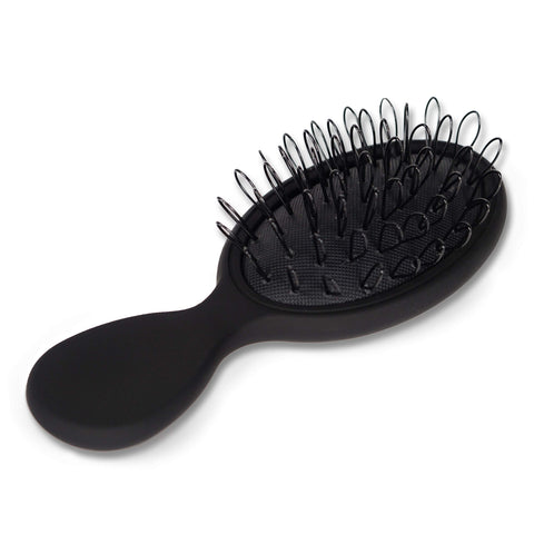 The Hair Shop Mini Black Loop Brush - Salon Professional Grade with Matted Black & Ergonomic Travel Size Design- Small & Safe Detangler Tool for 100% Remy Human and Synthetic Hair Extensions and Wigs