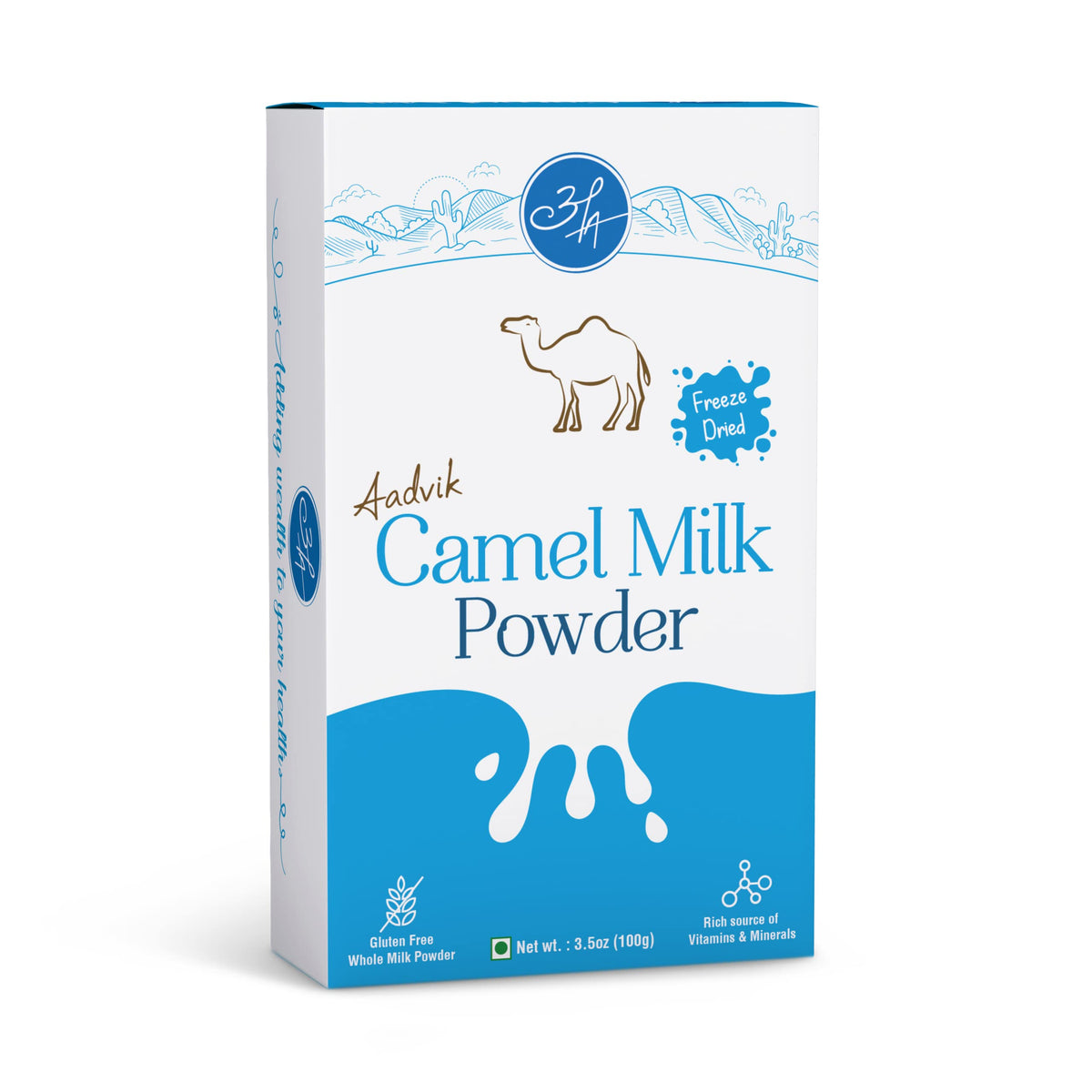 Aadvik Freeze Dried Camel Milk Powder | Pasture Grazed | Pure and Natural | Whole A-Grade Non GMO Shelf Stable Milk Powder 3.52 Oz | 0.7 Oz x 5 Sachet