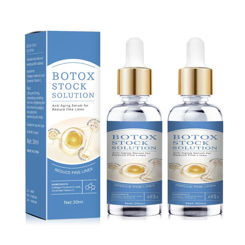 Botox Face Serum,Botox Stock Solution Facial Serum,Botox in A Bottle,Rich in Vitamin C & E,Anti-aging,Smooth Wrinkles (2PCS)