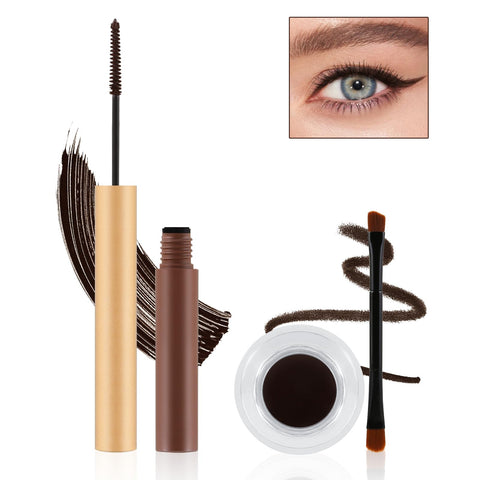 Boobeen Mascara and Eyeliner Set, 4D Silk Fiber Lash Mascara Volume and Length, Waterproof Smudge-Proof Eye Liner, Long Lasting Eye Makeup Kit Mascara & Eyeliner Pen for Natural Look