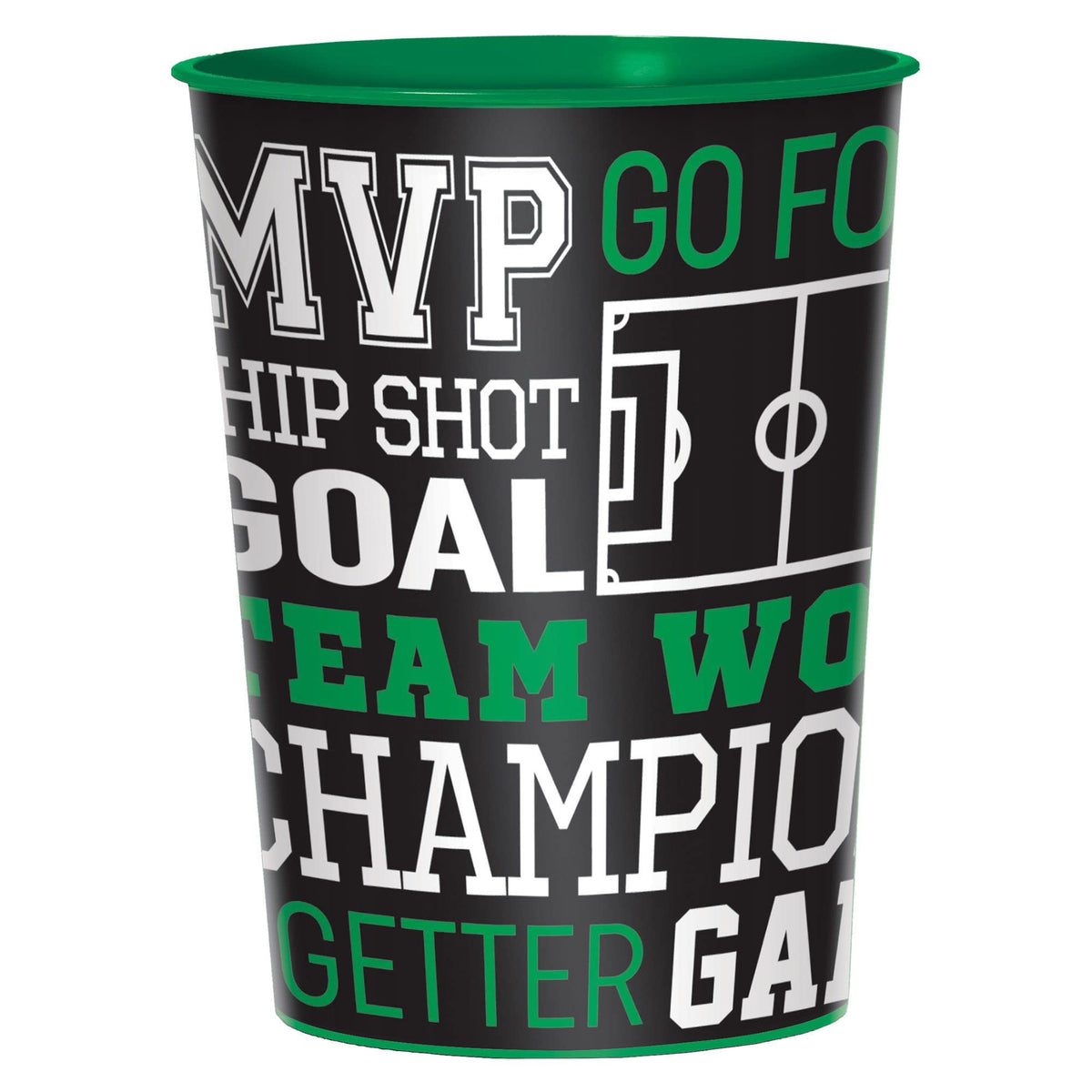 Amscan Goal Getter Plastic Favor Cup - 16oz. (Pack of 1) - Durable Drinkware, Ideal for Sports Parties & Events, Kids' Birthdays & Daily Home Use
