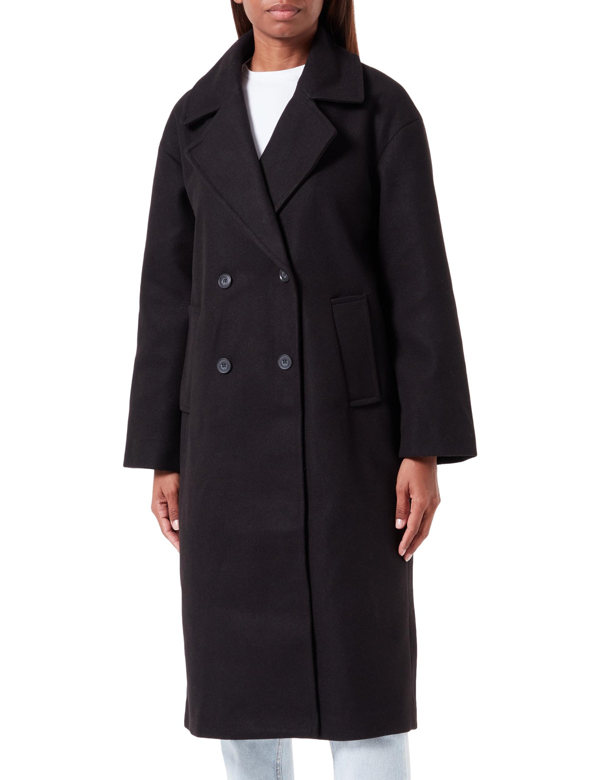 ONLY Women's Onlwembley L/S Ovsize Coat PNT Noos, Black, XS/S