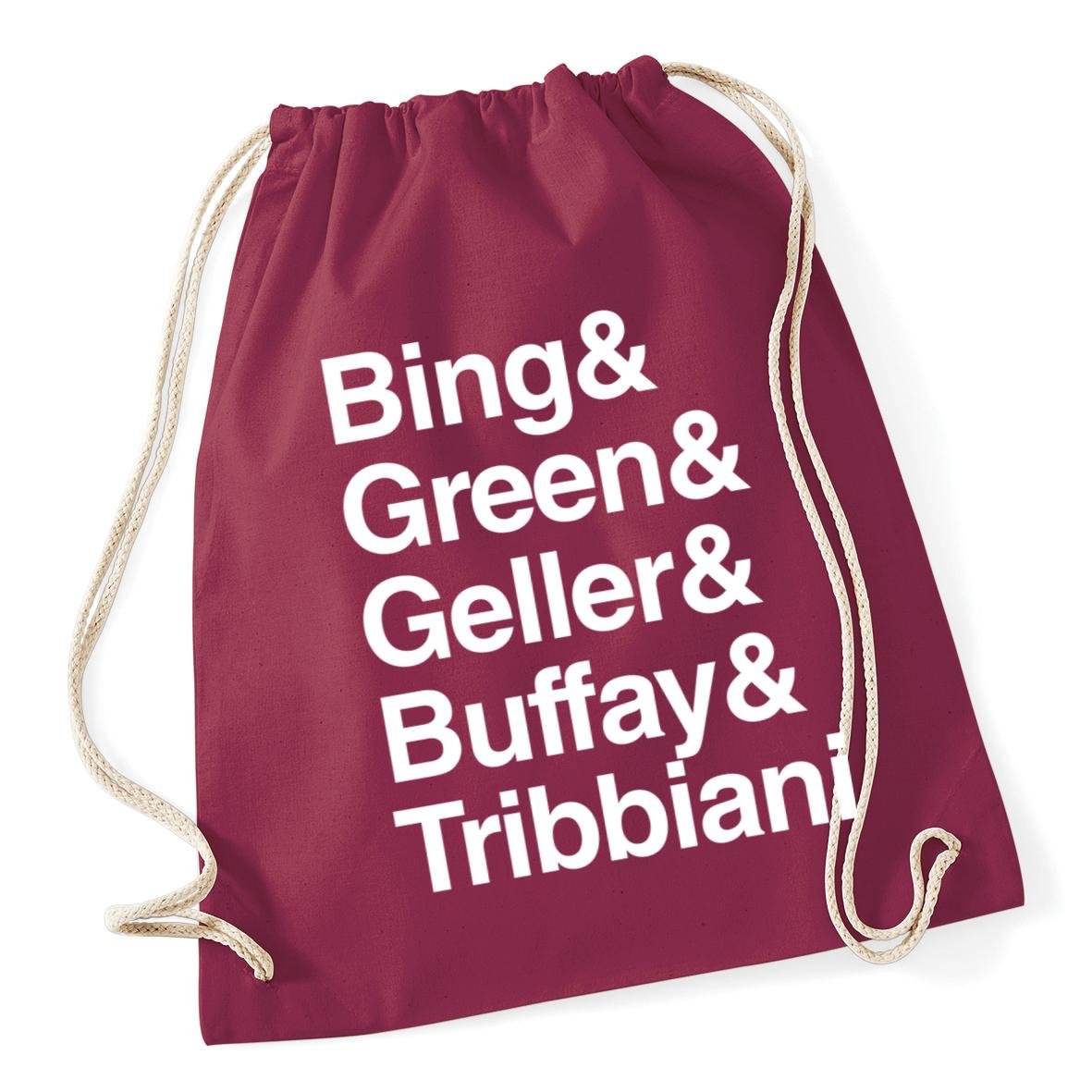HippoWarehouse Bing & Green & Geller & Buffay & Tribbiani Drawstring Cotton School Gum Kid Bag Sack 37cm x 46cm, 12 litres