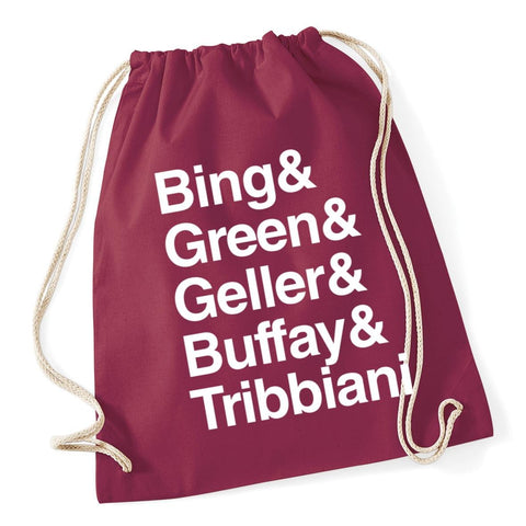 HippoWarehouse Bing & Green & Geller & Buffay & Tribbiani Drawstring Cotton School Gum Kid Bag Sack 37cm x 46cm, 12 litres