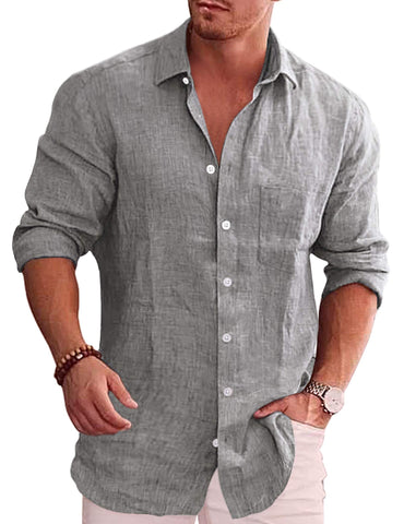 COOFANDY Men's Chambray Oxford Dress Shirts Slim Fit Business Work Plain Shirt