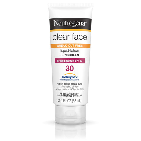 Neutrogena Clear Face Break-Out Free Liquid-Lotion Sunscreen SPF 30 3 oz