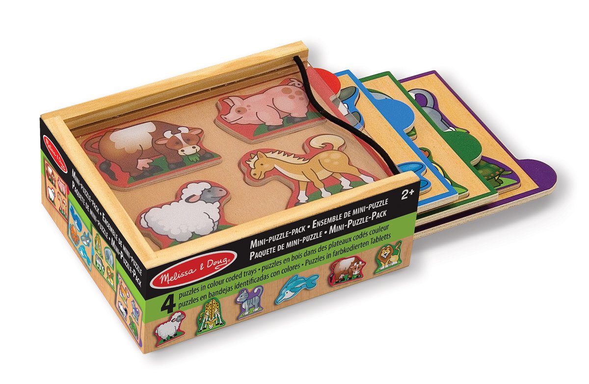 Melissa & Doug Animals Wooden Mini-Puzzle Set With Storage and Travel Case 17.8 x 13 x 5.3 centimetres