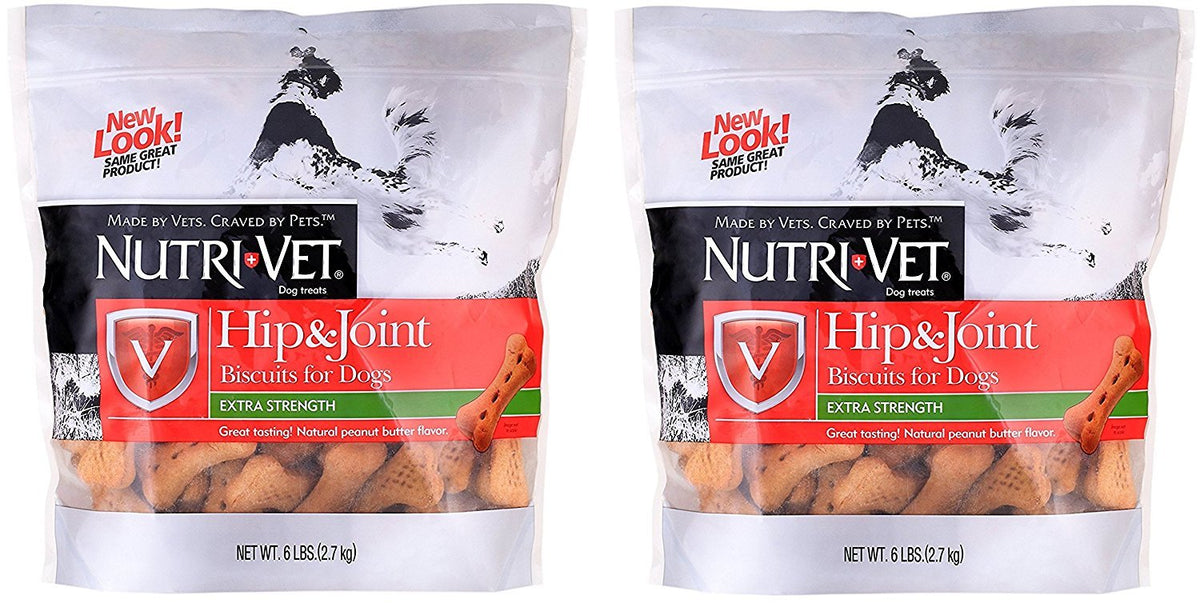 (2 Pack) Nutri-Vet Hip & Joint Extra Strength Biscuits for Dogs, 6 Pounds each