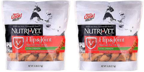 (2 Pack) Nutri-Vet Hip & Joint Extra Strength Biscuits for Dogs, 6 Pounds each