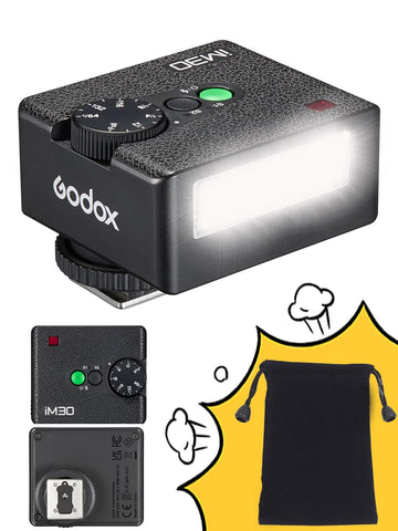 Godox iM30 Mini Camera Flash Speedlite, GN15 S1/S2 Optical Control, CCT 6500K±200K Color Temperature, 7 Power Levels (1/64~1/1), Compatible with Canon,Sony,Nikon,Pentax,Panasonic,Olympus
